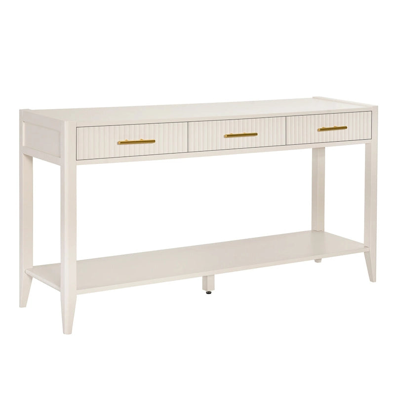 High-Quality Entryway Console Table with Vertical Stripe Drawers, Long Legs