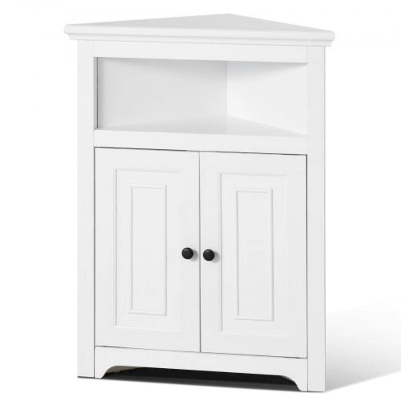 Hoekkast 32 met 2 deuren en verstelbare planken voor opbergruimte in huis - 25.4 x 12.8 x 33.3 in