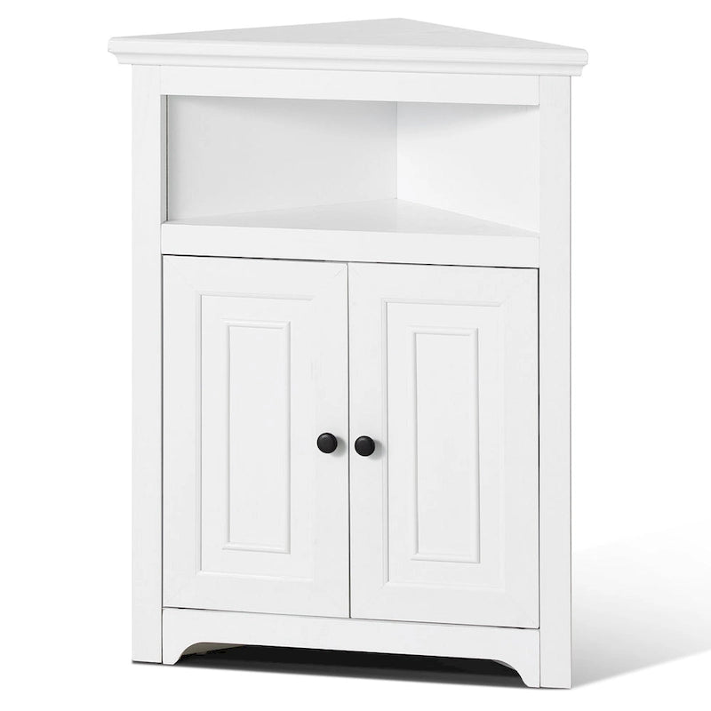 Hoekkast 32 met 2 deuren en verstelbare planken voor opbergruimte in huis - 25.4 x 12.8 x 33.3 in