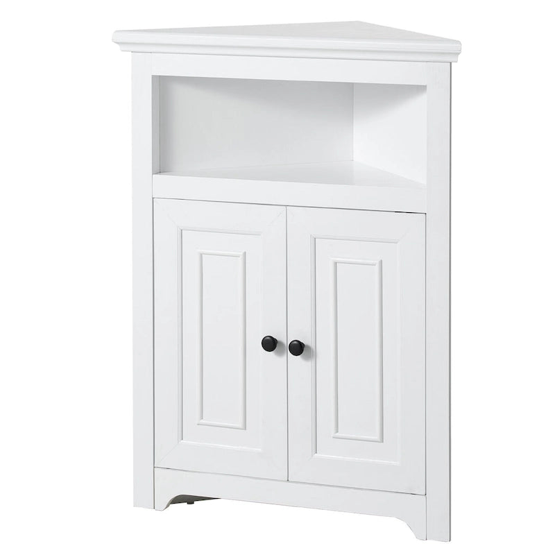 Hoekkast 32 met 2 deuren en verstelbare planken voor opbergruimte in huis - 25.4 x 12.8 x 33.3 in