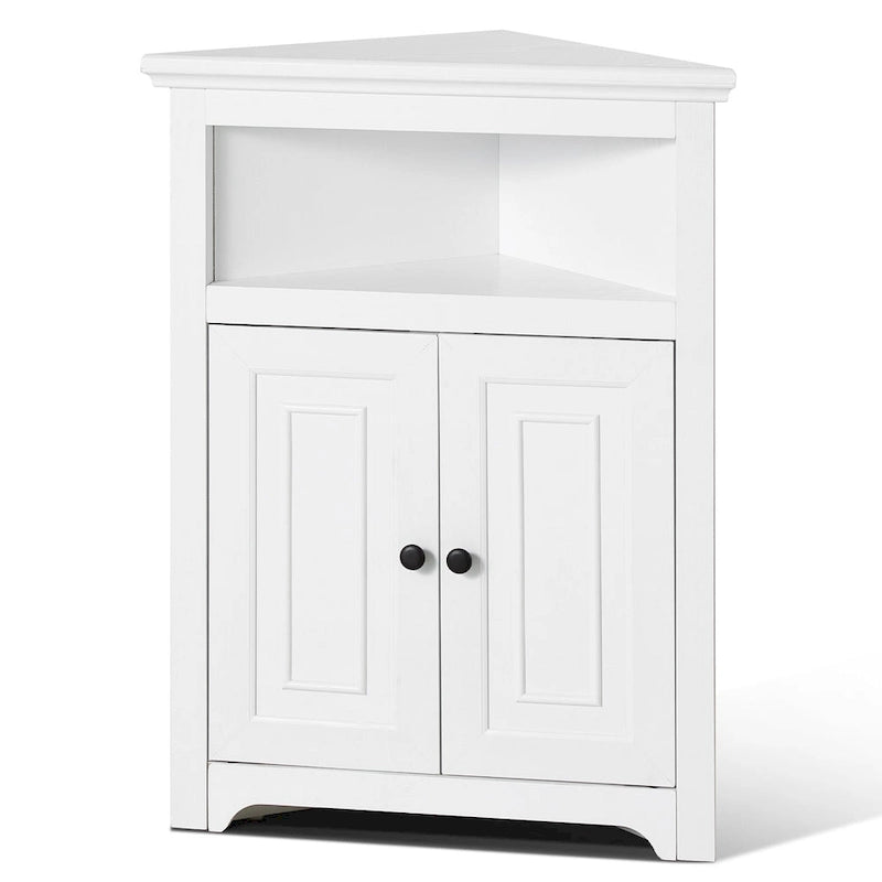 Hoekkast 32 met 2 deuren en verstelbare planken voor opbergruimte in huis - 25.4 x 12.8 x 33.3 in