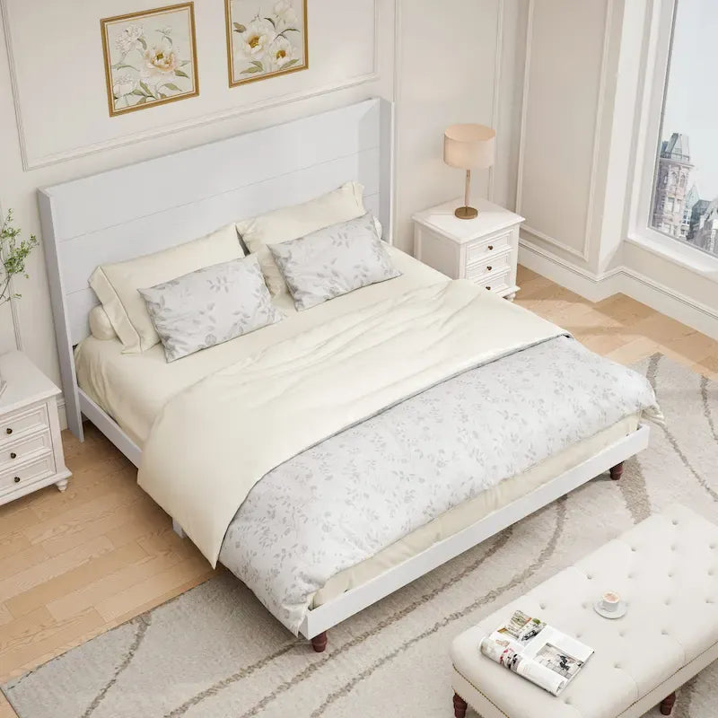 King Size Platform Bed Elegant High Headboard Bed Comfortable High Back Design
