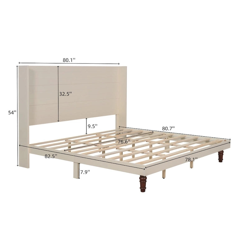 King Size Platform Bed Elegant High Headboard Bed Comfortable High Back Design