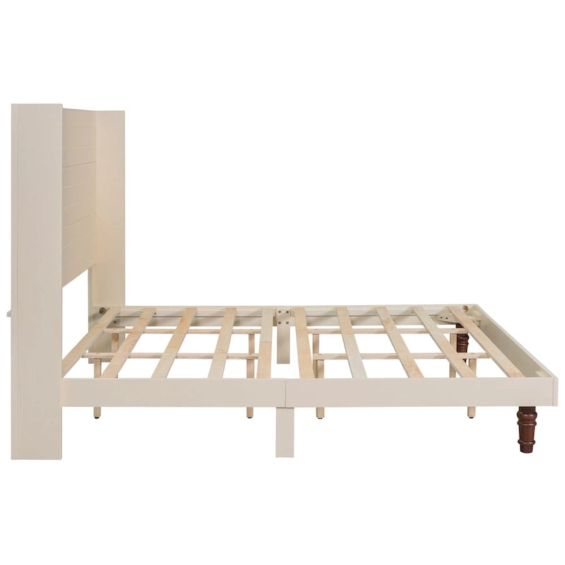 King Size Platform Bed Elegant High Headboard Bed Comfortable High Back Design