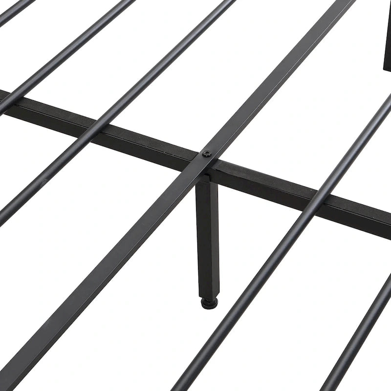 Metal Platform Bed with Drawers and Storage Headboard