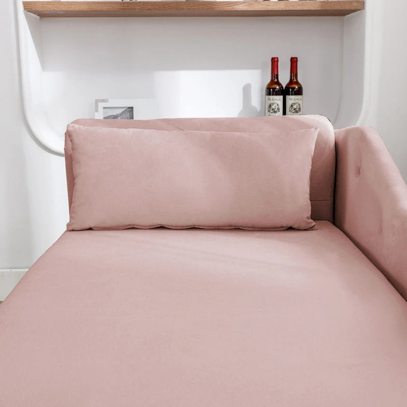 Pink 58.26" Velvet Button Tufted Chaise Lounge Chair with Storage