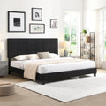 Letto imbottito king size con testiera in tessuto di lino