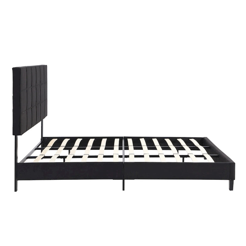 Letto imbottito king size con testiera in tessuto di lino