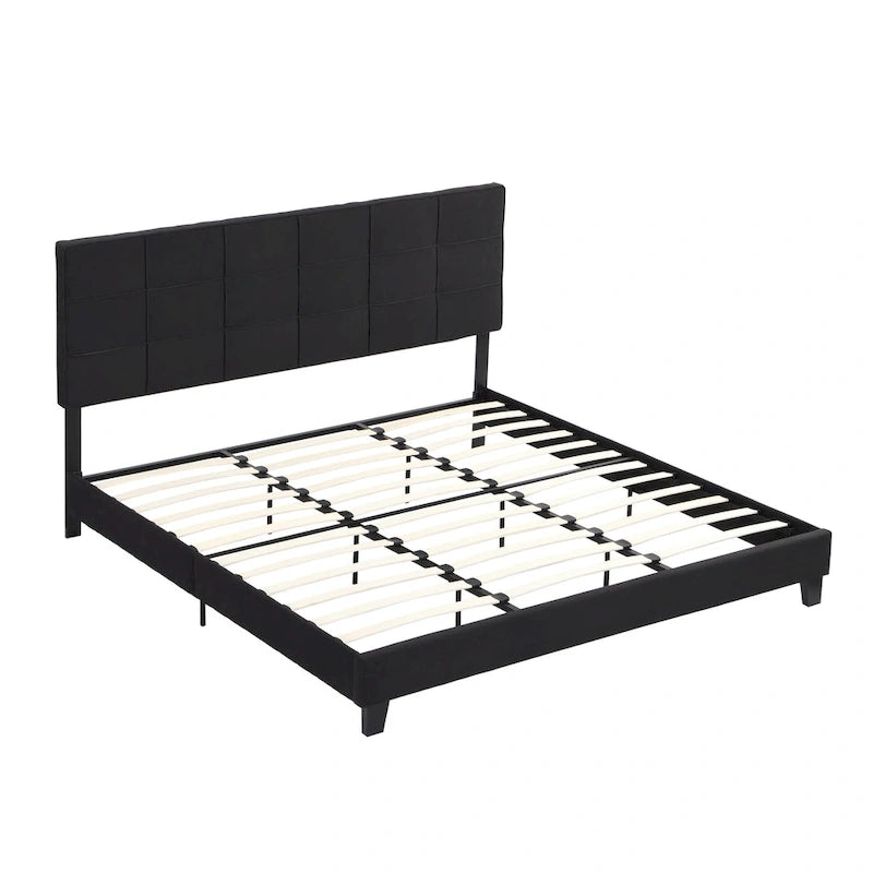 Letto imbottito king size con testiera in tessuto di lino