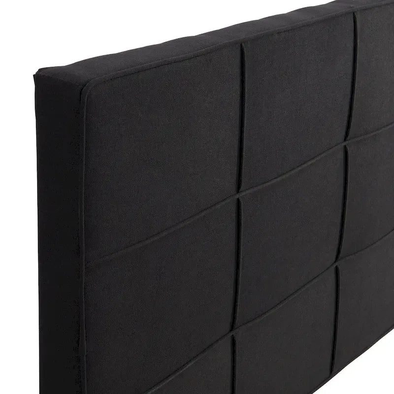 Letto imbottito king size con testiera in tessuto di lino