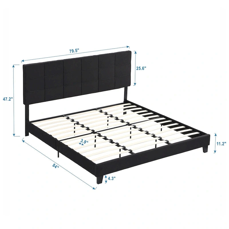 Letto imbottito king size con testiera in tessuto di lino
