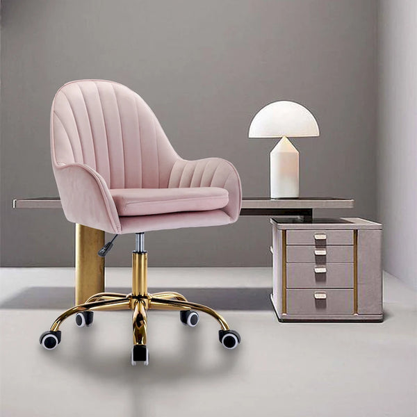Cute Chair Office Chair with Side Arms and Gold Metal Base Adjustable Height