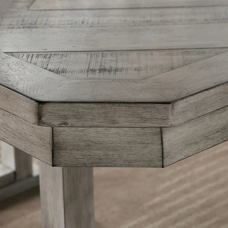 Grey Diamond Panel Wood Top 60-Inch Trestle Dining Table