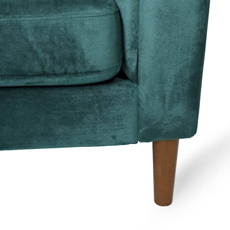 Contemporary Channel-Tufted Velvet 3-Seat Sofa with Accent Pillows