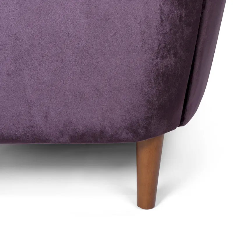 Contemporary Channel-Tufted Velvet 3-Seat Sofa with Accent Pillows