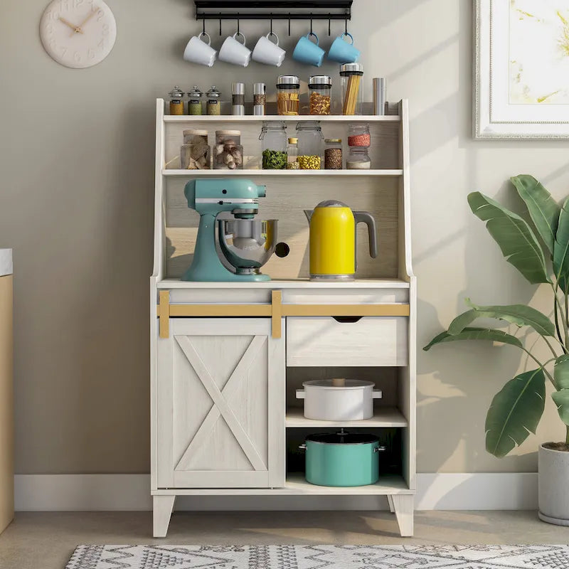 Farmhouse White Oak 6-Shelf Baker's Rack