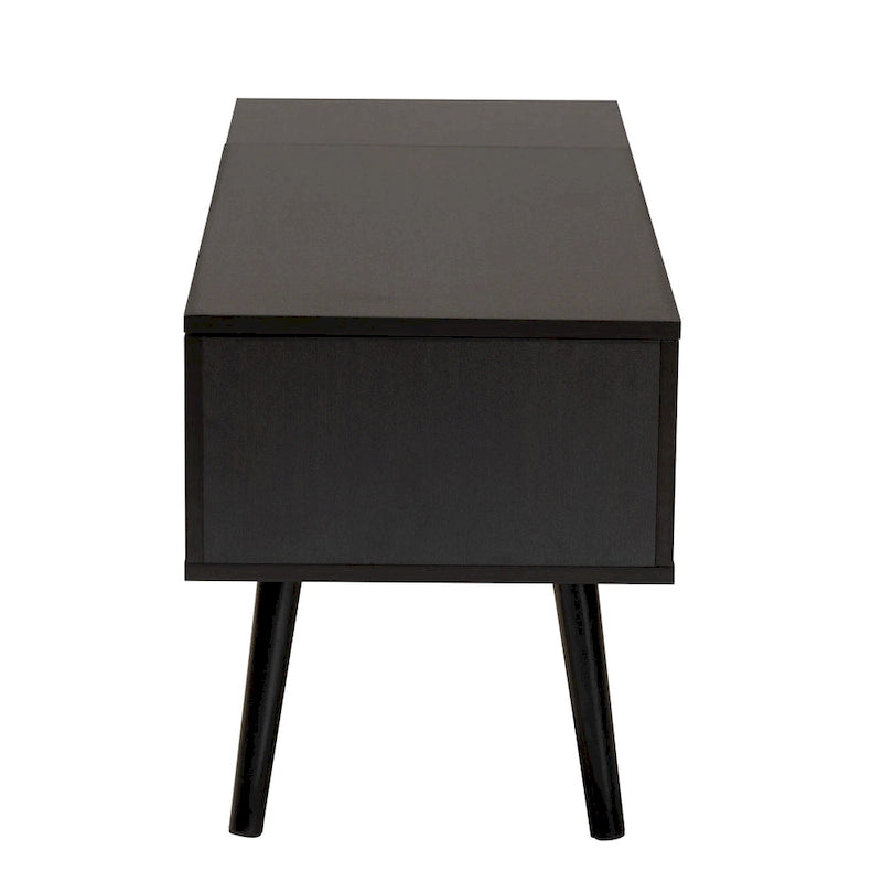 Modern Two-Tone Black and Espresso Brown Coffee Table with Lift-Top Storage