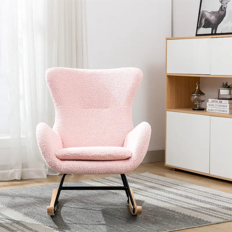 Velvet Fabric Padded Seat Rocking Chair