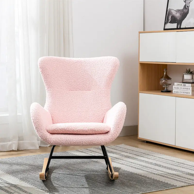 Velvet Fabric Padded Seat Rocking Chair
