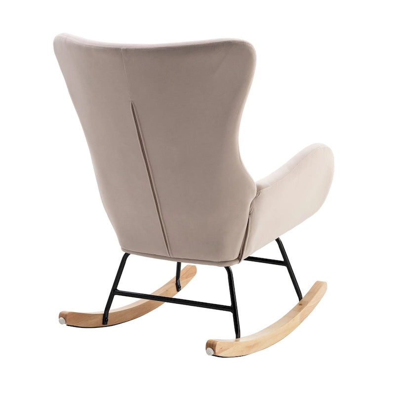 Velvet Fabric Padded Seat Rocking Chair