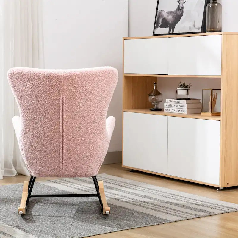 Velvet Fabric Padded Seat Rocking Chair