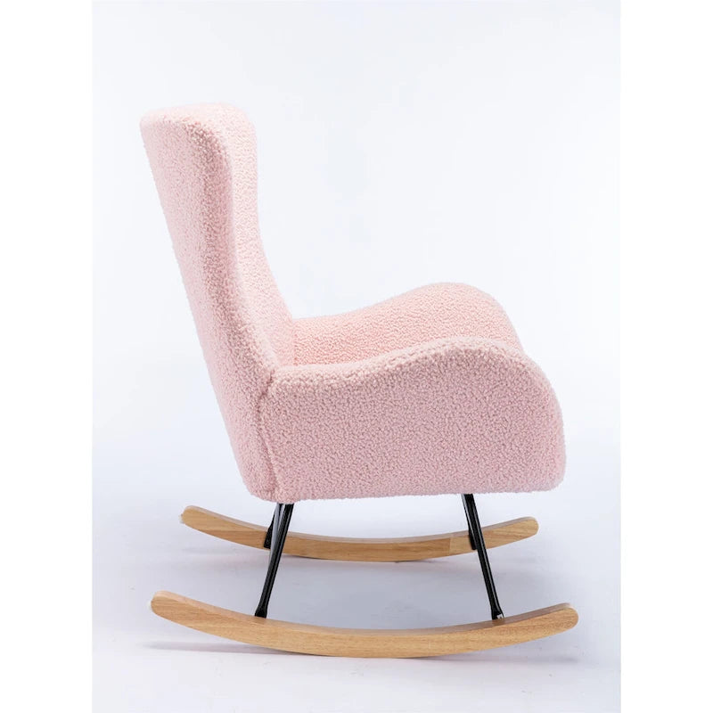Velvet Fabric Padded Seat Rocking Chair
