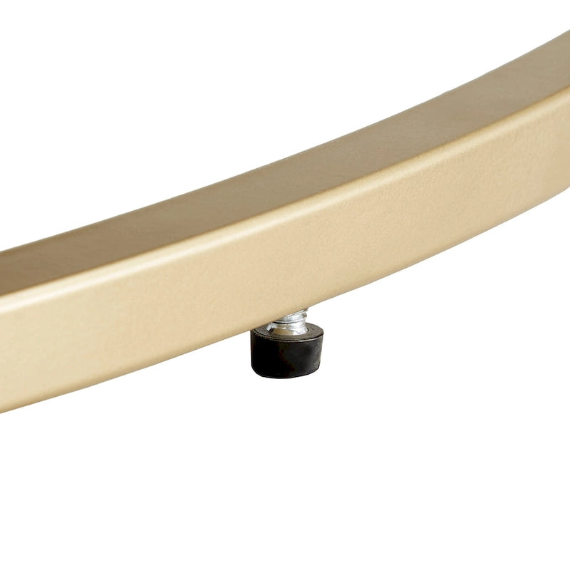 Gold Finish Velvet Round Tufted Ottoman Footrest