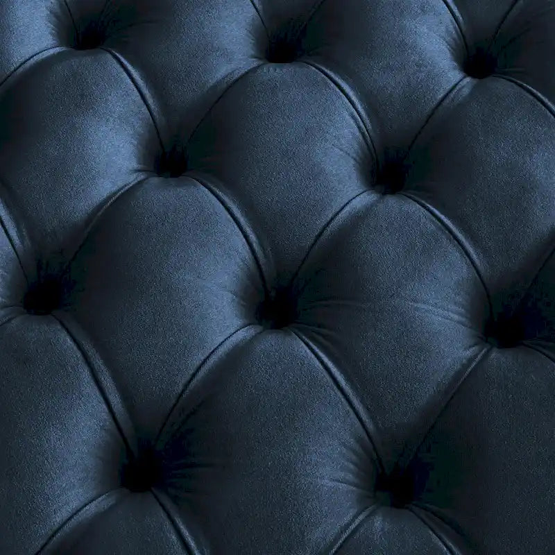 Gold Finish Velvet Round Tufted Ottoman Footrest