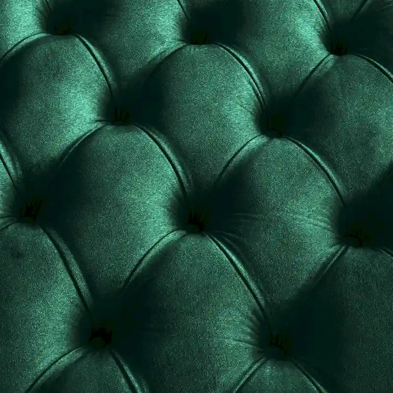Gold Finish Velvet Round Tufted Ottoman Footrest
