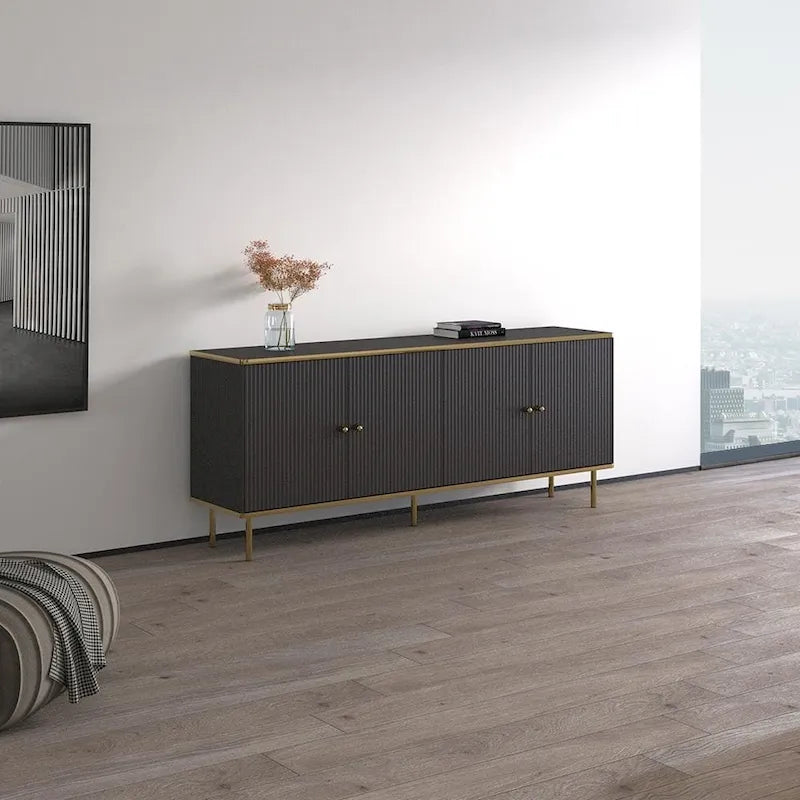Modern 4-Door 72-Inch Wood Sideboard Buffet Cabinet