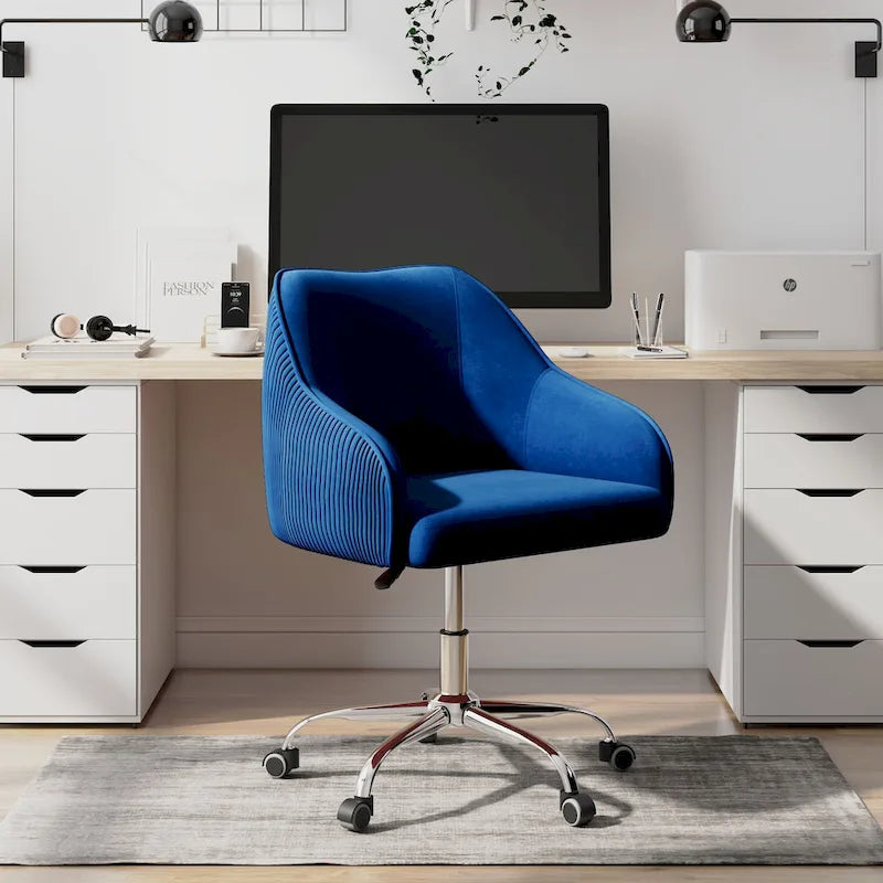 Velvet Upholstered Adjustable Ergonomic Office Chair