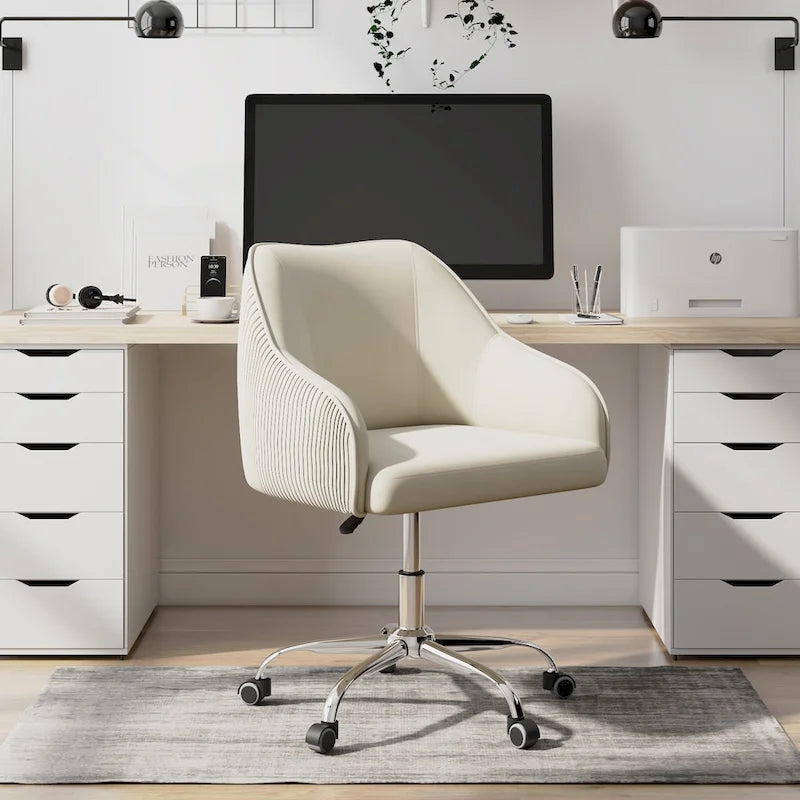 Velvet Upholstered Adjustable Ergonomic Office Chair