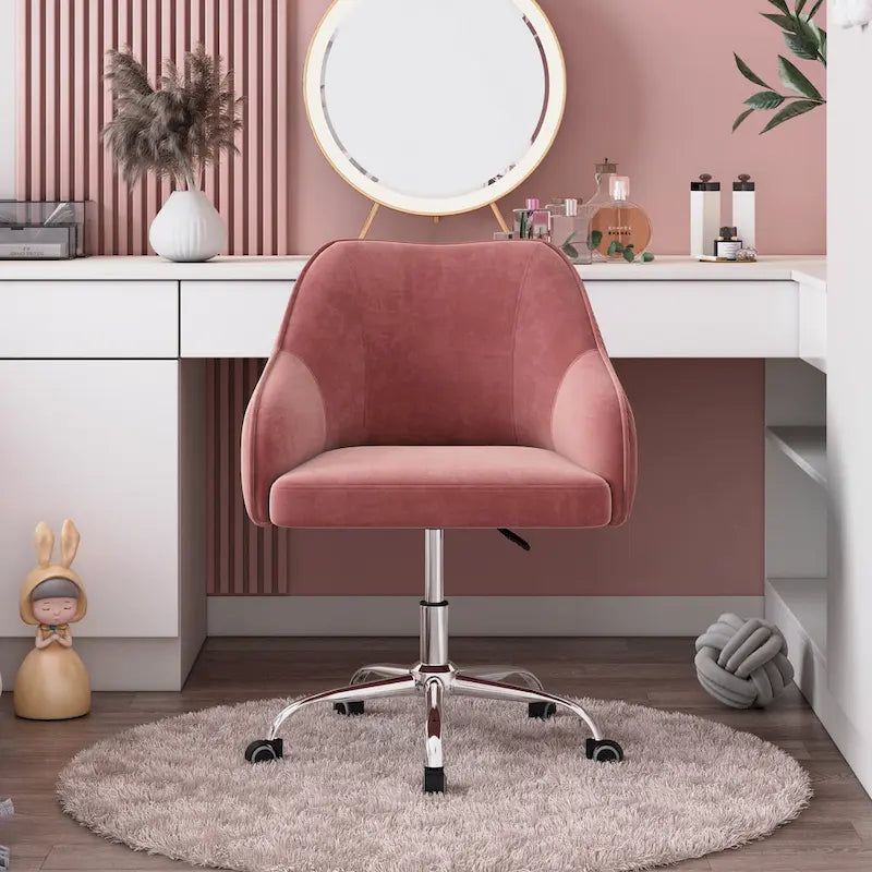 Velvet Upholstered Adjustable Ergonomic Office Chair
