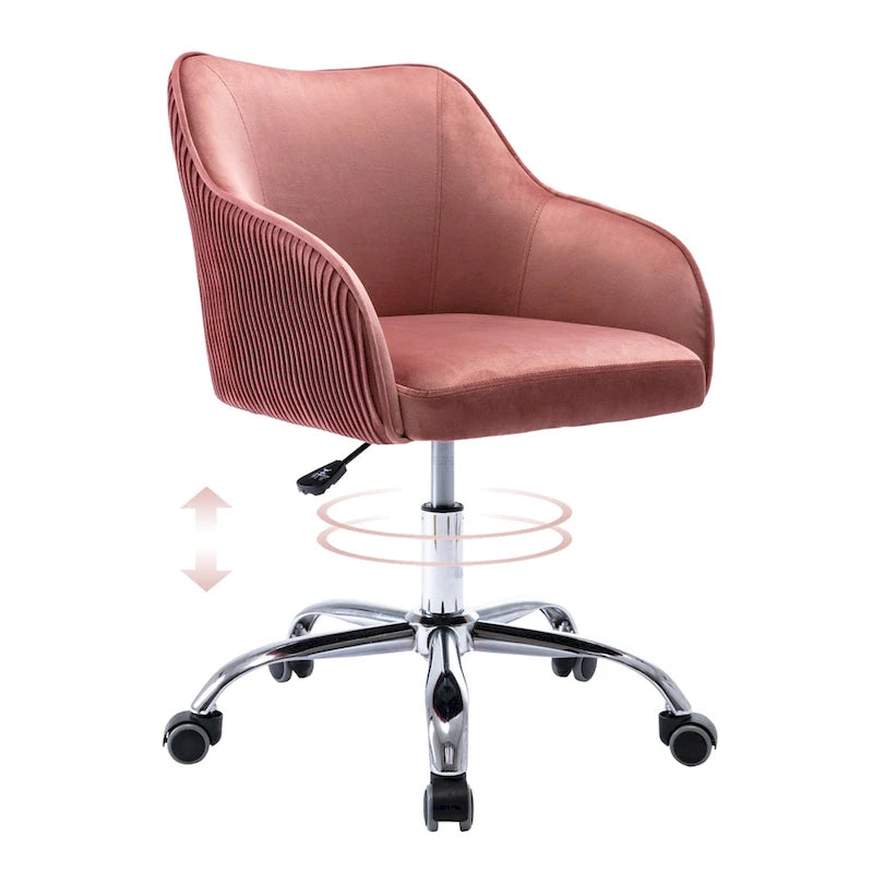Velvet Upholstered Adjustable Ergonomic Office Chair