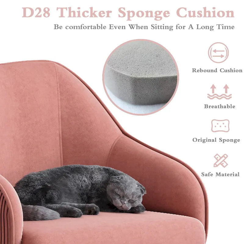 Velvet Upholstered Adjustable Ergonomic Office Chair