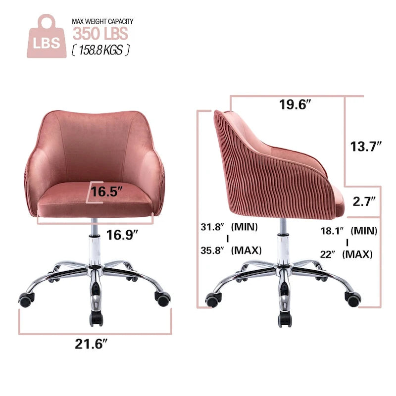 Velvet Upholstered Adjustable Ergonomic Office Chair