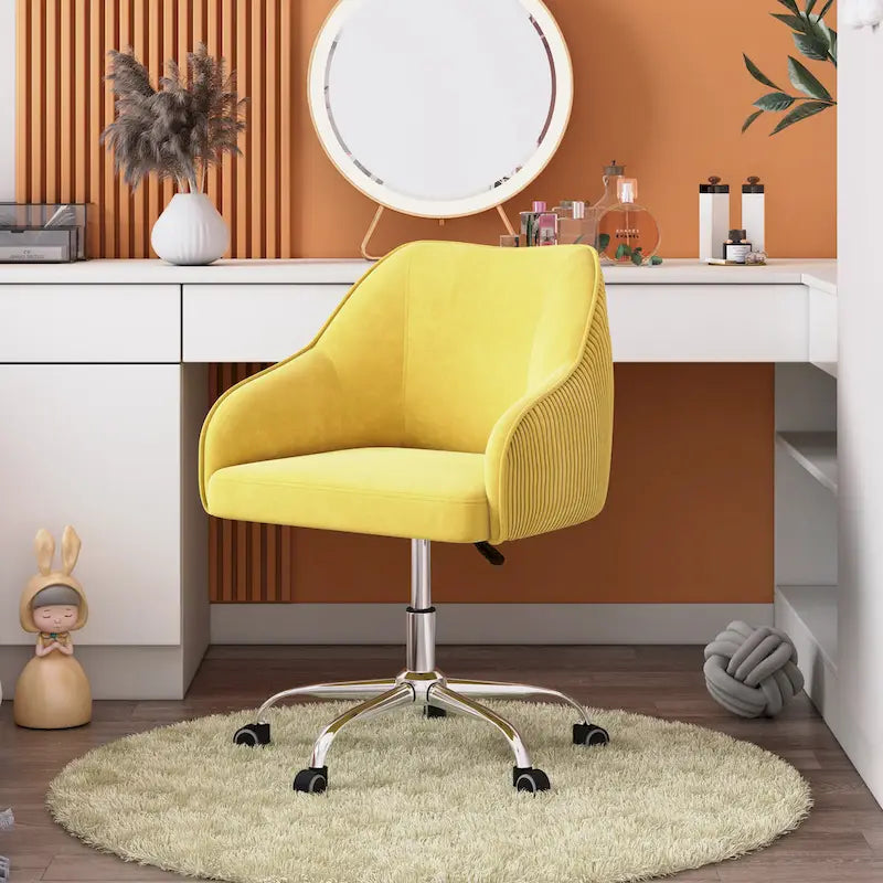 Velvet Upholstered Adjustable Ergonomic Office Chair