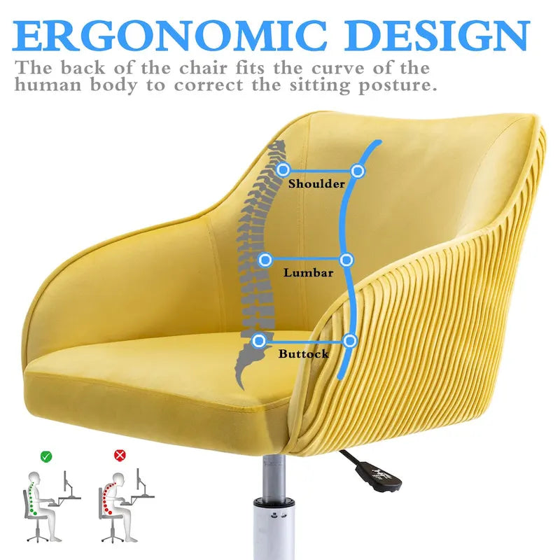 Velvet Upholstered Adjustable Ergonomic Office Chair