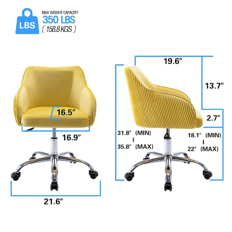 Velvet Upholstered Adjustable Ergonomic Office Chair