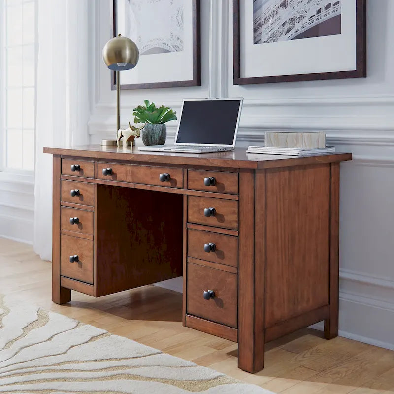 Aged Maple 54" Executive Pedestal Desk