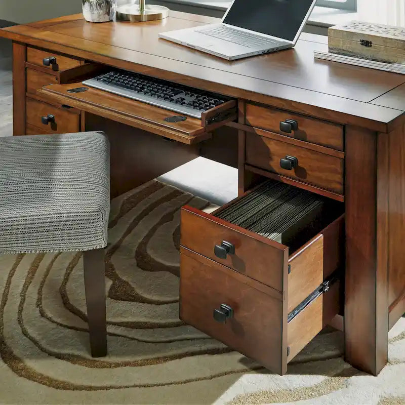 Aged Maple 54" Executive Pedestal Desk