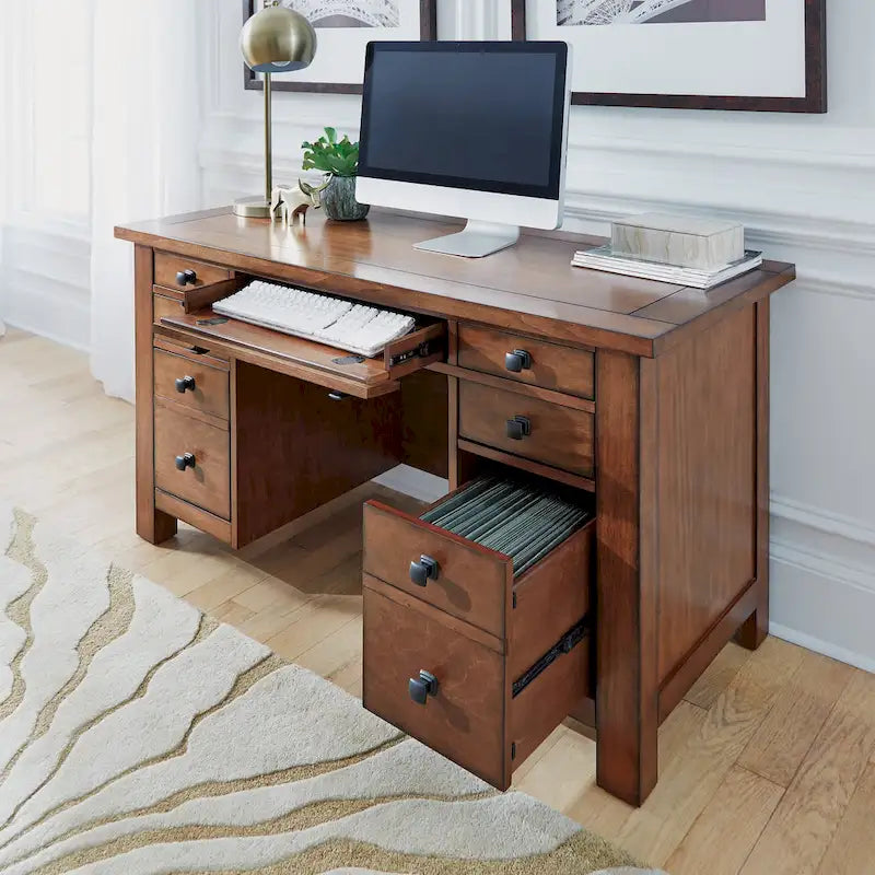 Aged Maple 54" Executive Pedestal Desk