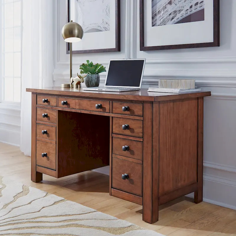 Aged Maple 54" Executive Pedestal Desk