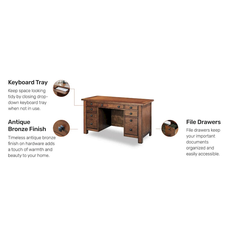 Aged Maple 54" Executive Pedestal Desk