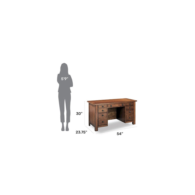 Aged Maple 54" Executive Pedestal Desk