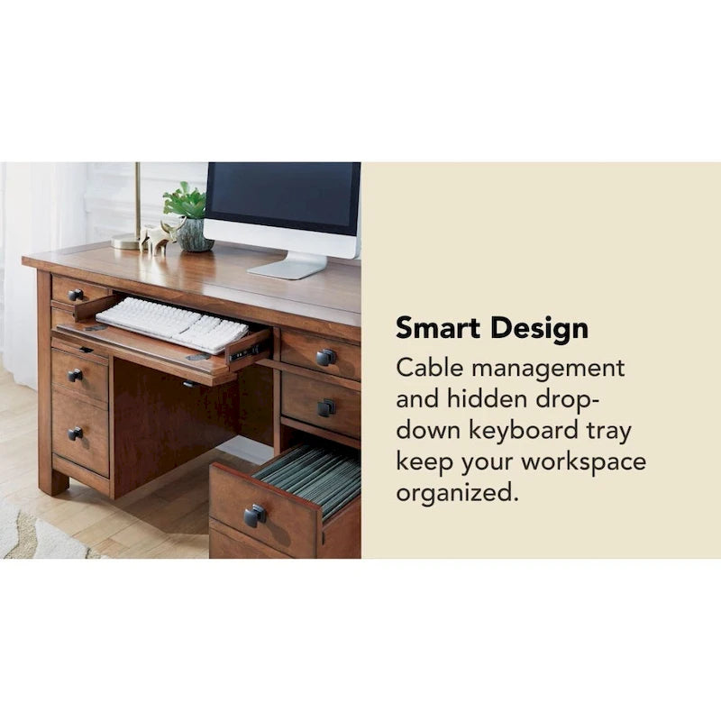 Aged Maple 54" Executive Pedestal Desk
