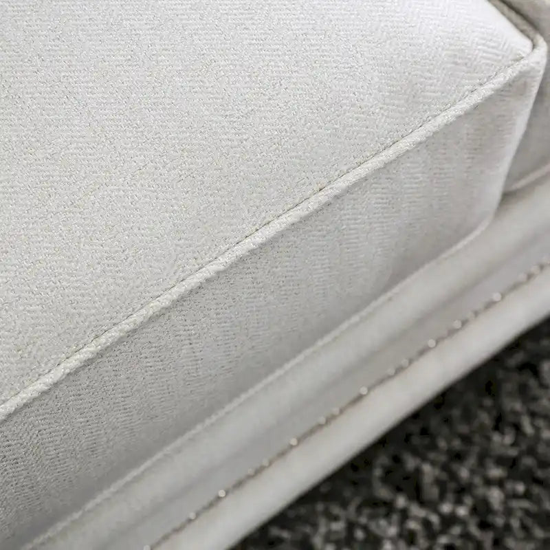Contemporary Off-White Chenille Nailhead Upholstered Sofa