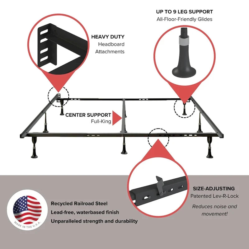 Premium Adjustable Bed Frame with Glides