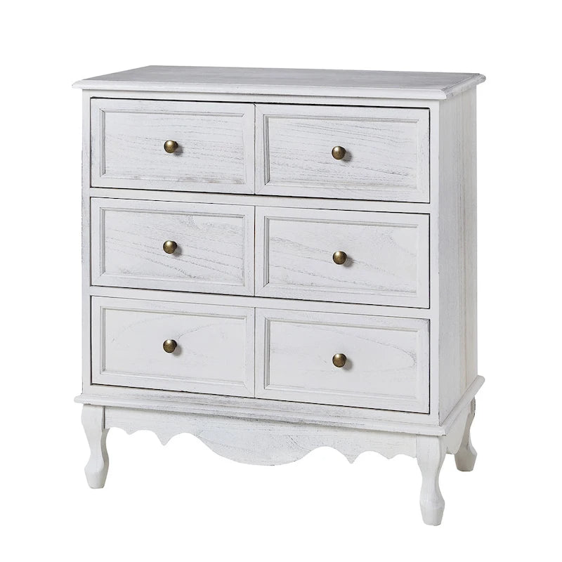Farmhouse 30" Tall Distressed 3-Drawer Nightstand with Solid Wood Legs