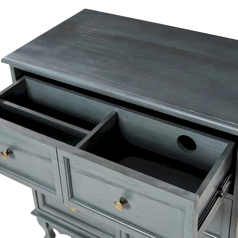 Farmhouse 30" Tall Distressed 3-Drawer Nightstand with Solid Wood Legs